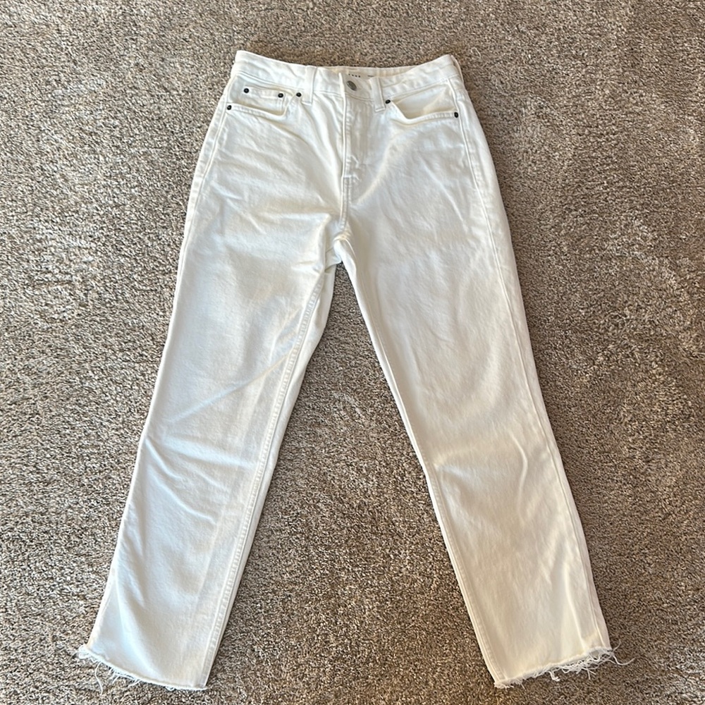 Topshop White Straight Leg High-Rise Jeans